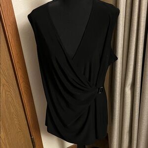 Anne Klein Black Draped Blouse